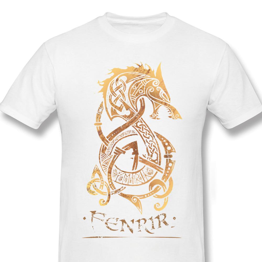 Men Anime Wolf Romantic Horror Film T-Shirt Fenrir The Nordic Monster Wolf 100% Cotton Tees Harajuku TShirt Fashion Streetwear