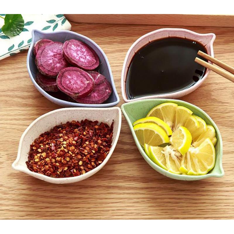 Wheat Straw Leaf Shape Sauce Dipping Seasoning Dish for Snacks Pickles