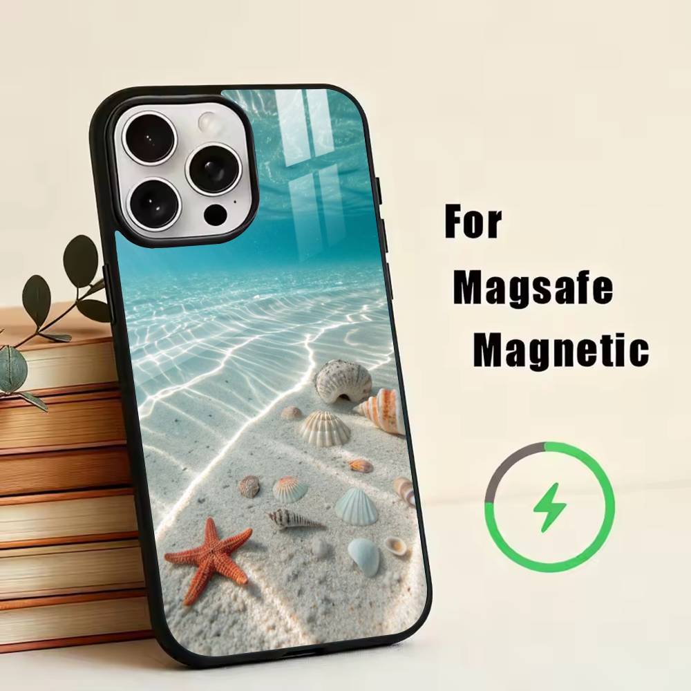 Summer by the sea Phone Case For iPhone17,16,15,14,13,12,11 Plus,Pro Magnetic For Magsafe Wireless Charging