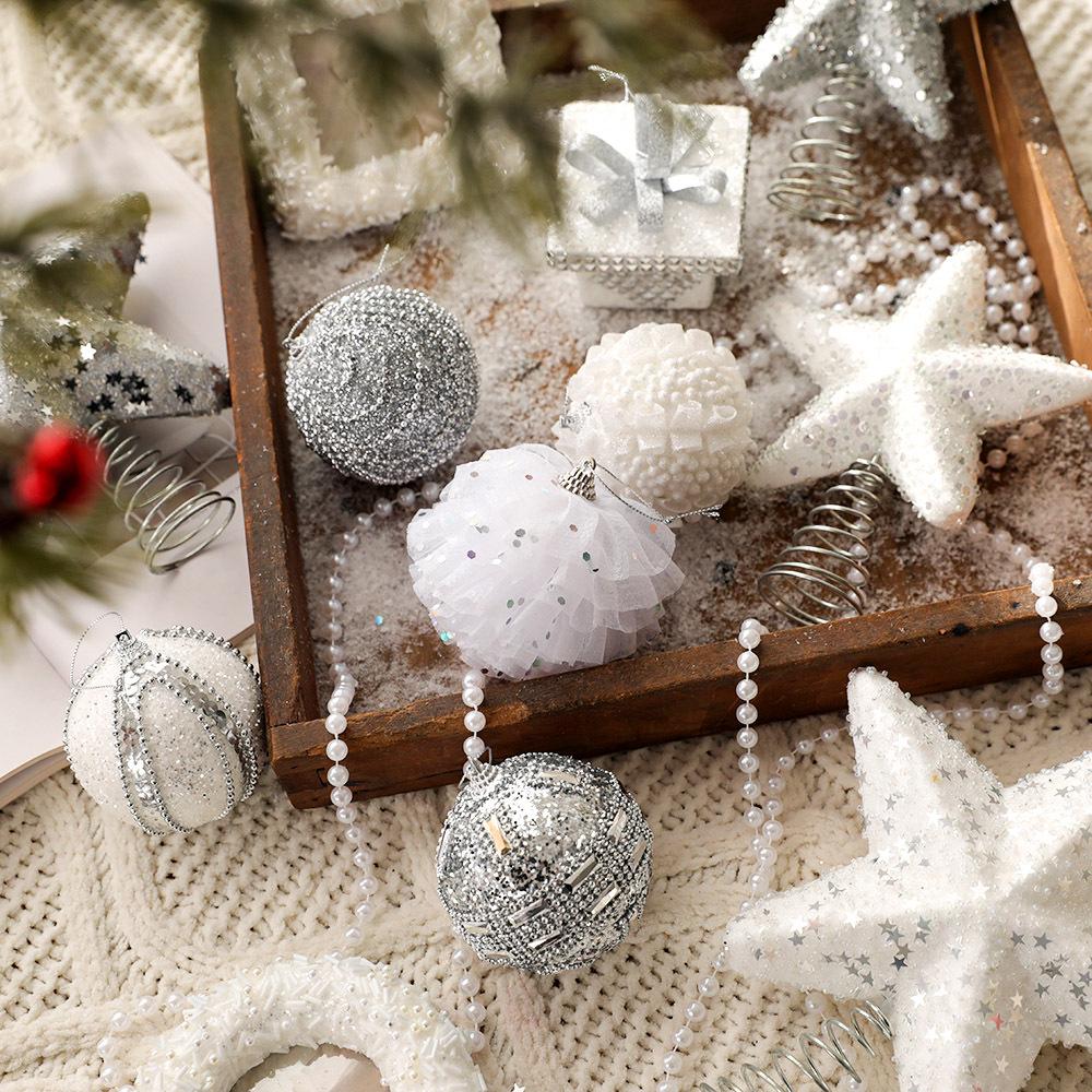 DIY Painted Foam Christmas Ornament: Snowflake & Irregular Pompon Balls