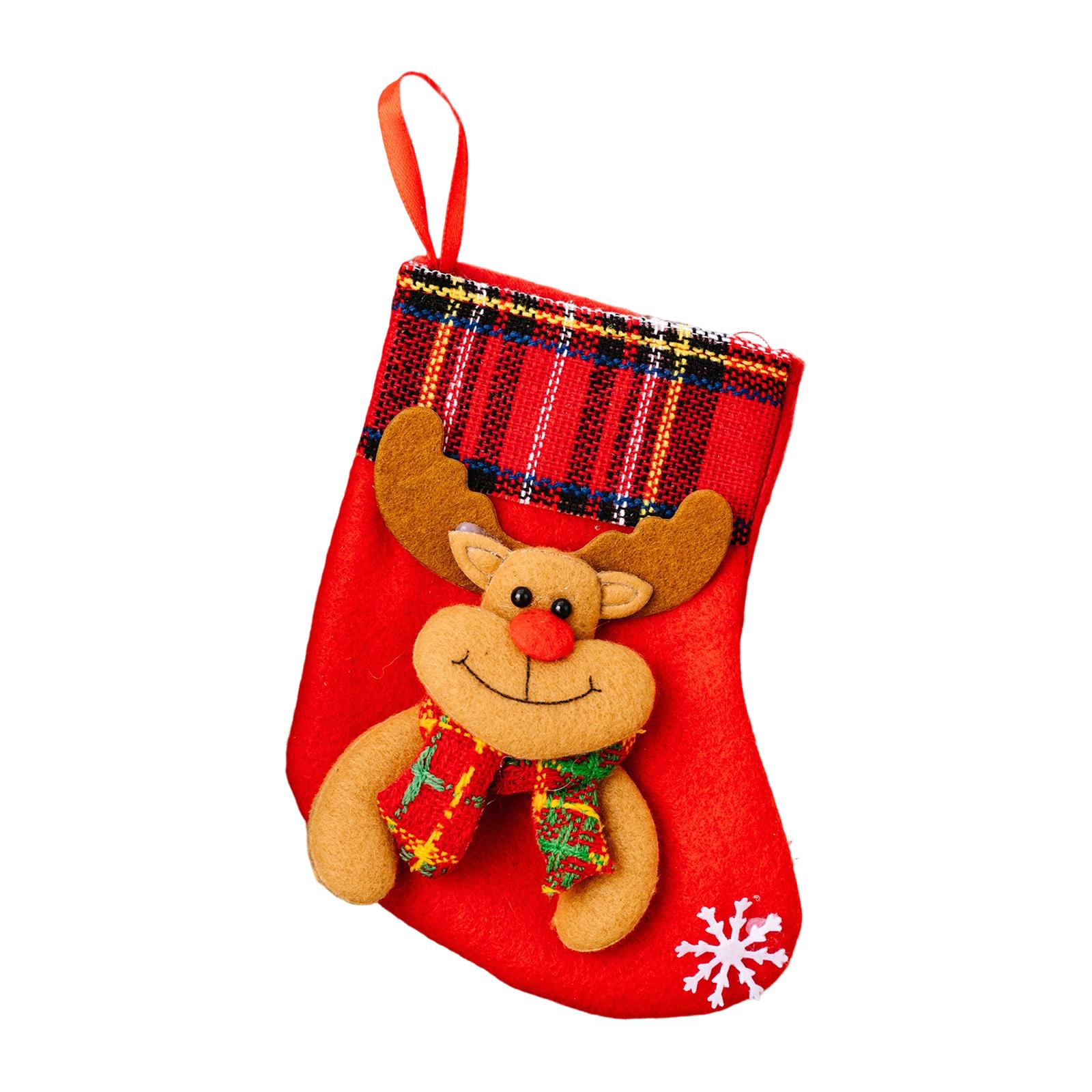 

Christmas Socks Gift Bag Small Candy Decorations Gift Bag Christmas Snowman Deer Old Man Socks Pendant One Size