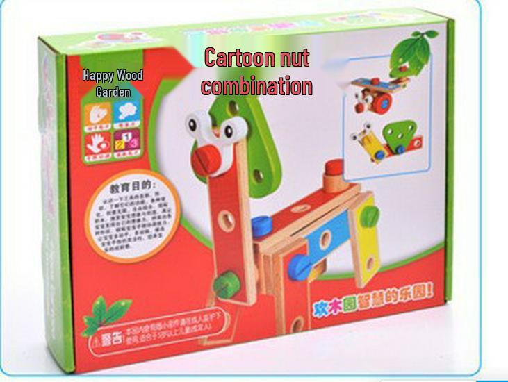 Wooden DIY Kids' Nut Assembly Tool Set - Educational Puzzle Toy for Ages 3-5