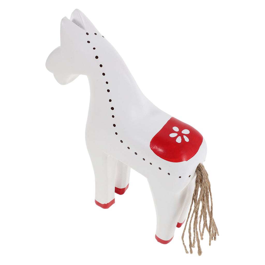 Wood Carved Horse Desktop Decor Rustic Chinese Zodiac 2026 New Year Animal Sculpture Feng Shui Lucky Horse Ornament
