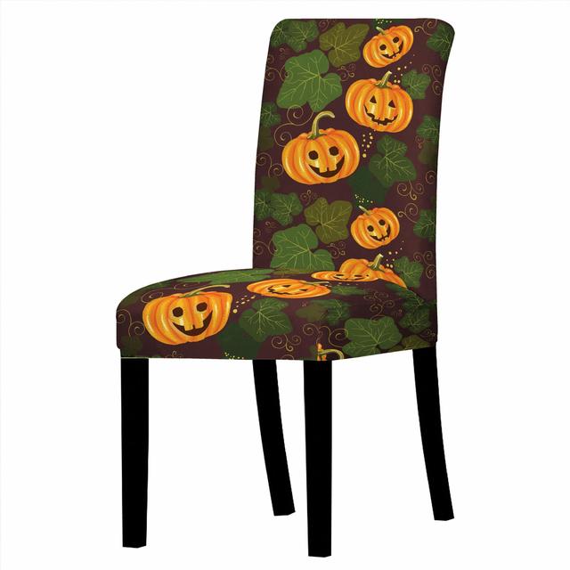 Halloween Chair Covers Dining Room Strech Elastic Pumpkin Print Chair Slipcover Elastic Cover For Kitchen Stools Party Decor