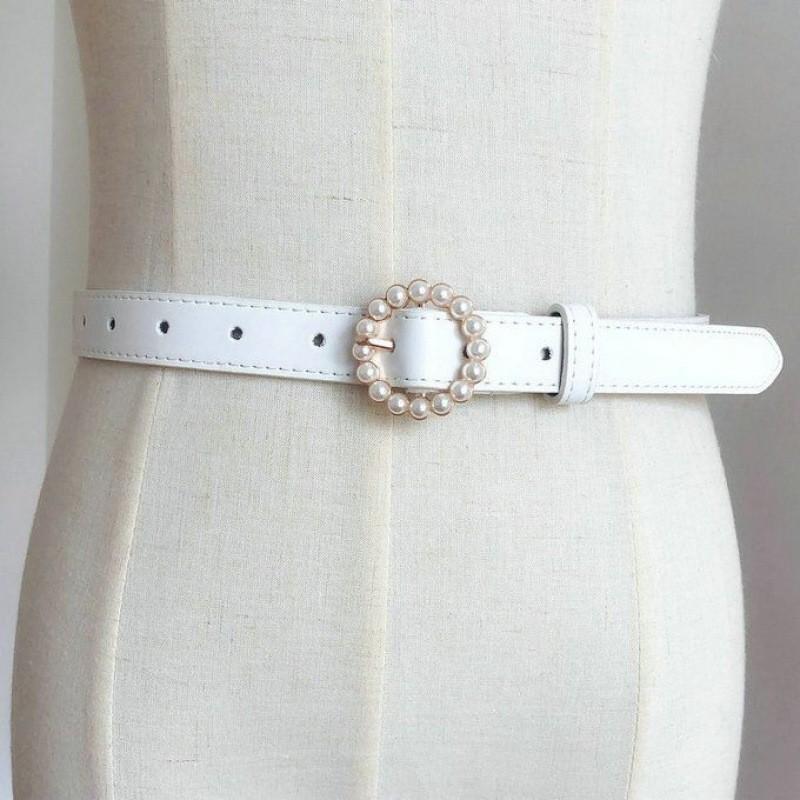Elegant Rhinestone Round Buckle Women's Waist Belt Perfect For Fashionable Student Style