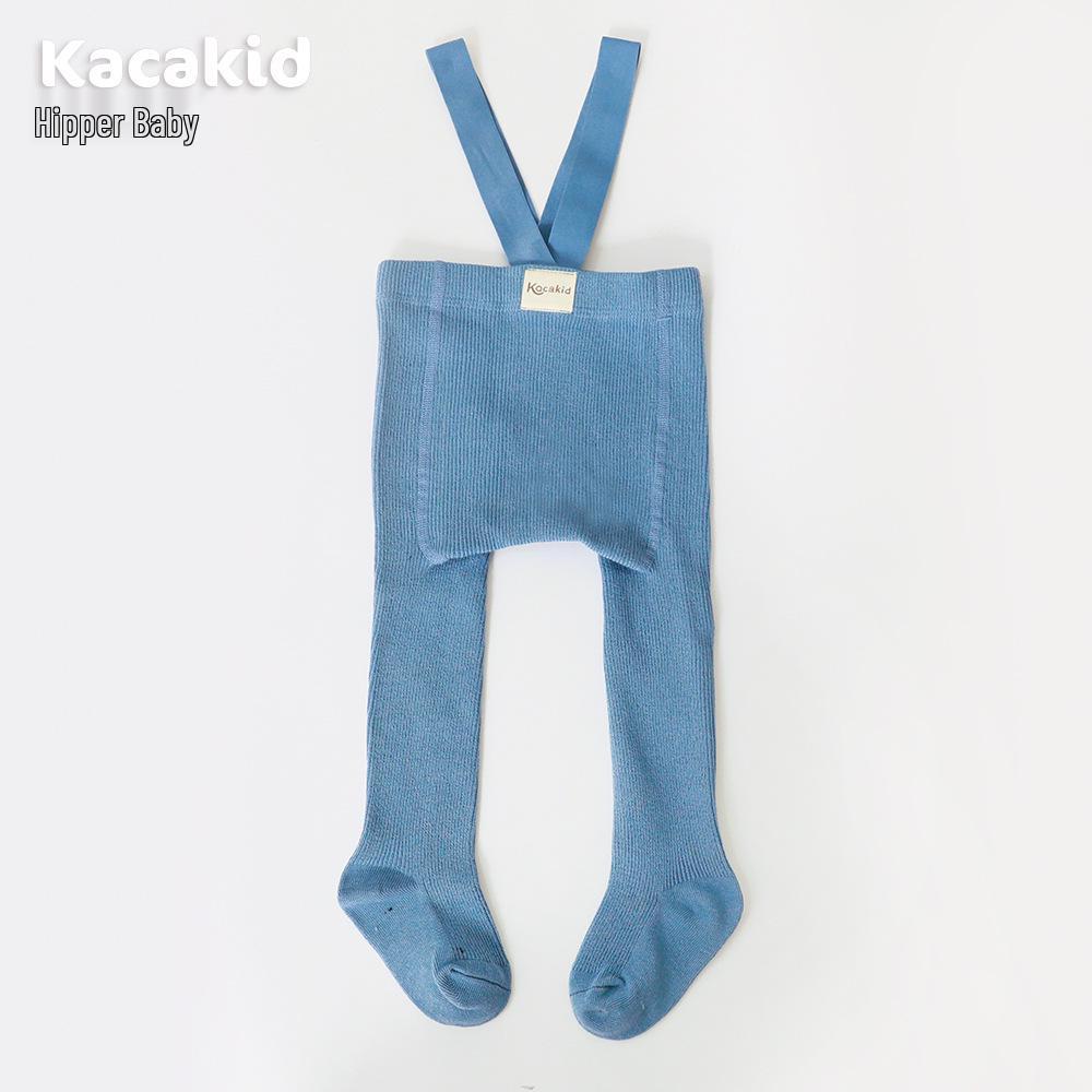 

Autumn Cotton High-Waist Belly Support Korean-Style Baby Leggings L (12-15kg) синий