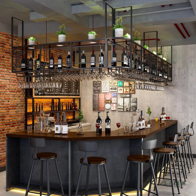 Wrought Iron Hanging Wine & Stemware Rack for Bar or Restaurant