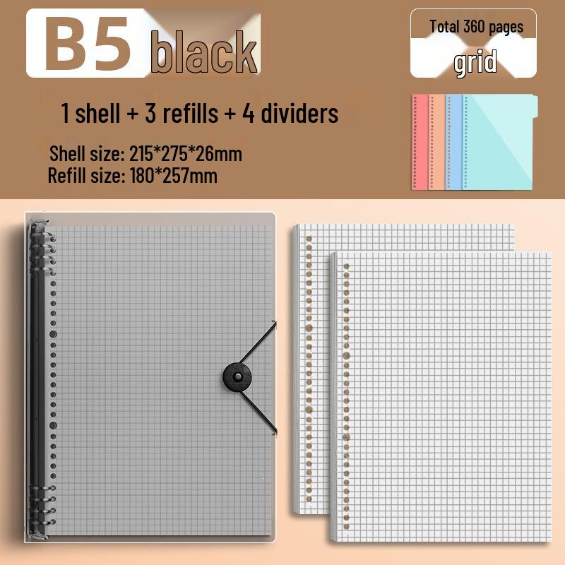 Comfortable B5 Loose-Leaf Notebook: Lined, Removable Binder, Simple Ins Style, Aesthetic Design, Ideal for Exams and High School Students.