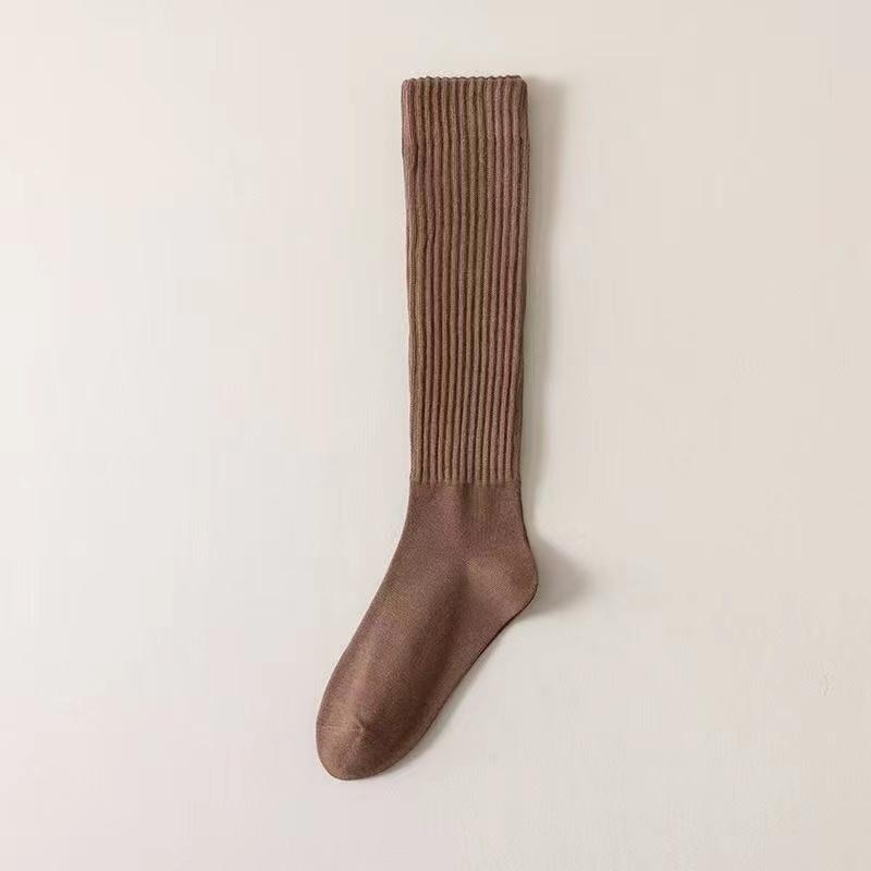 Verdickte Damen-Wollsocken in Knielänge mit Rippstruktur für Herbst/Winter