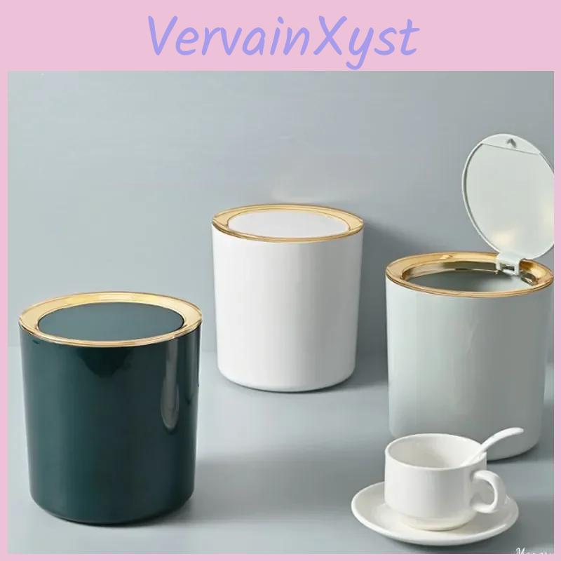 Small Bins Mini Waste Desktop Garbage Basket Home Table Plastic Trash Can Office Supplies Dustbins Sundries Barrel Box