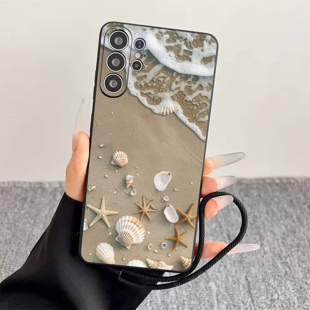 Sommer am Meer Handyhülle Für Samsung S25,S24,S21,S22,S23,S30,Ultra,S20,Plus,Fe,Weiche Silikon Schwarze Hülle