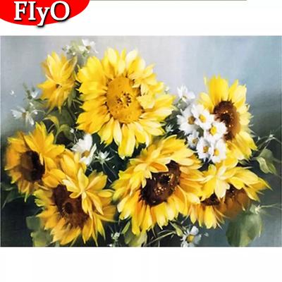 Pittura diamante 5D Girasole Quadrato rotondo pieno Nuovo arrivo Diamante Ricamo Punto croce Fiore Ricamo Decorazione per la casa