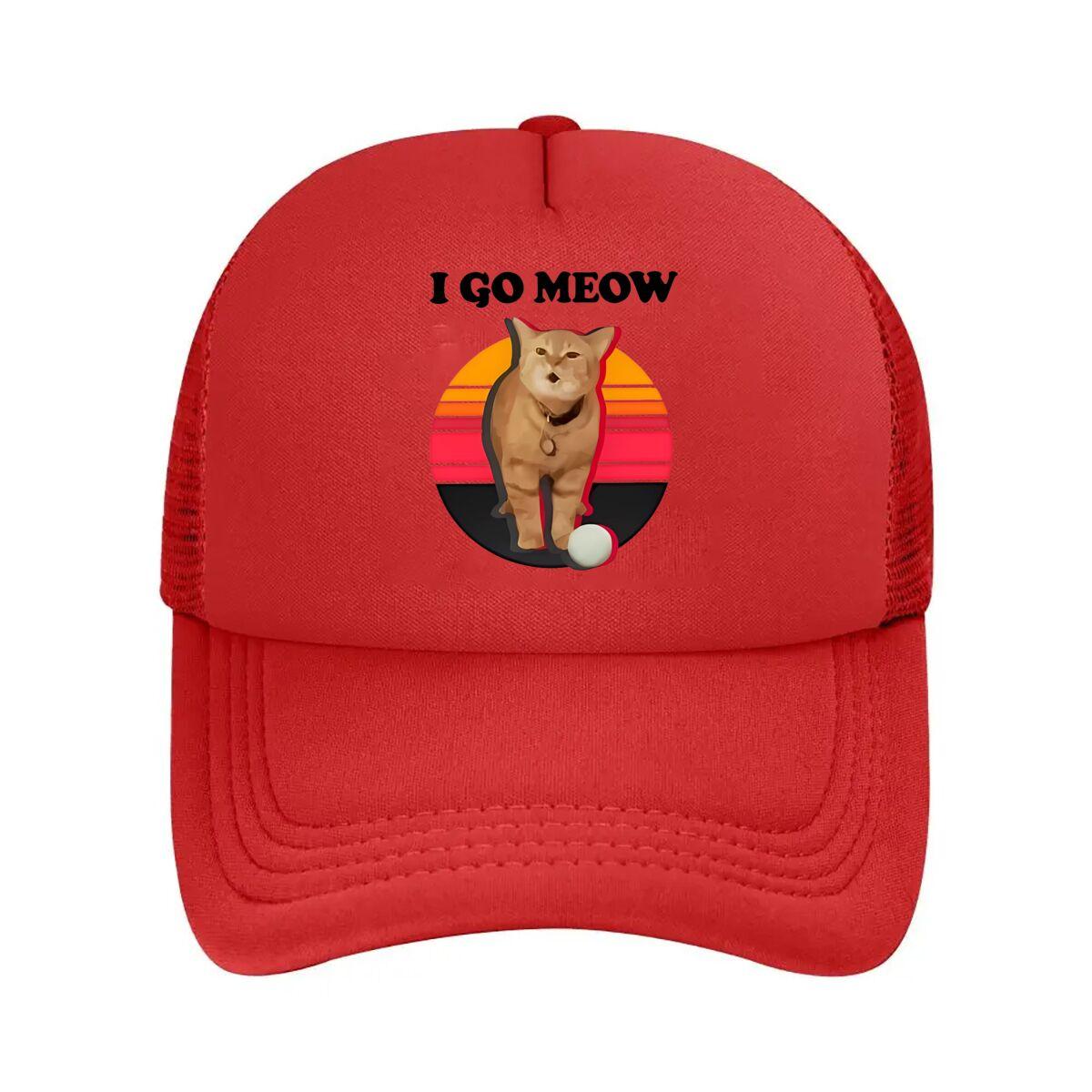 Cute Cat - Centric I Go Meow Playful Design Mesh Baseball Cap One Size