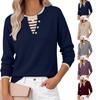 Women's Fashion Casual Long Sleeve V Neck Knit Sweater Top for Fall and Everyday Wear