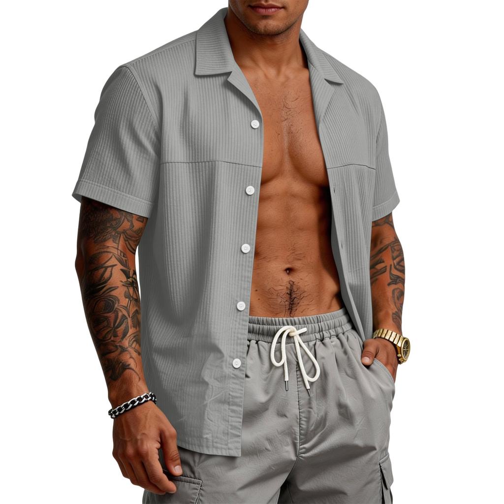 Men's Casual Stretch Short Sleeve Cardigan | Lightweight Fashion Open Front Tops For Daily Wear