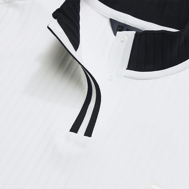 Fila Golf Series Fashion Classic Simple Sports Golf Versatile Comfortable Casual Black And White Color Block Polo Shirt Women Tops A11W625118FWT