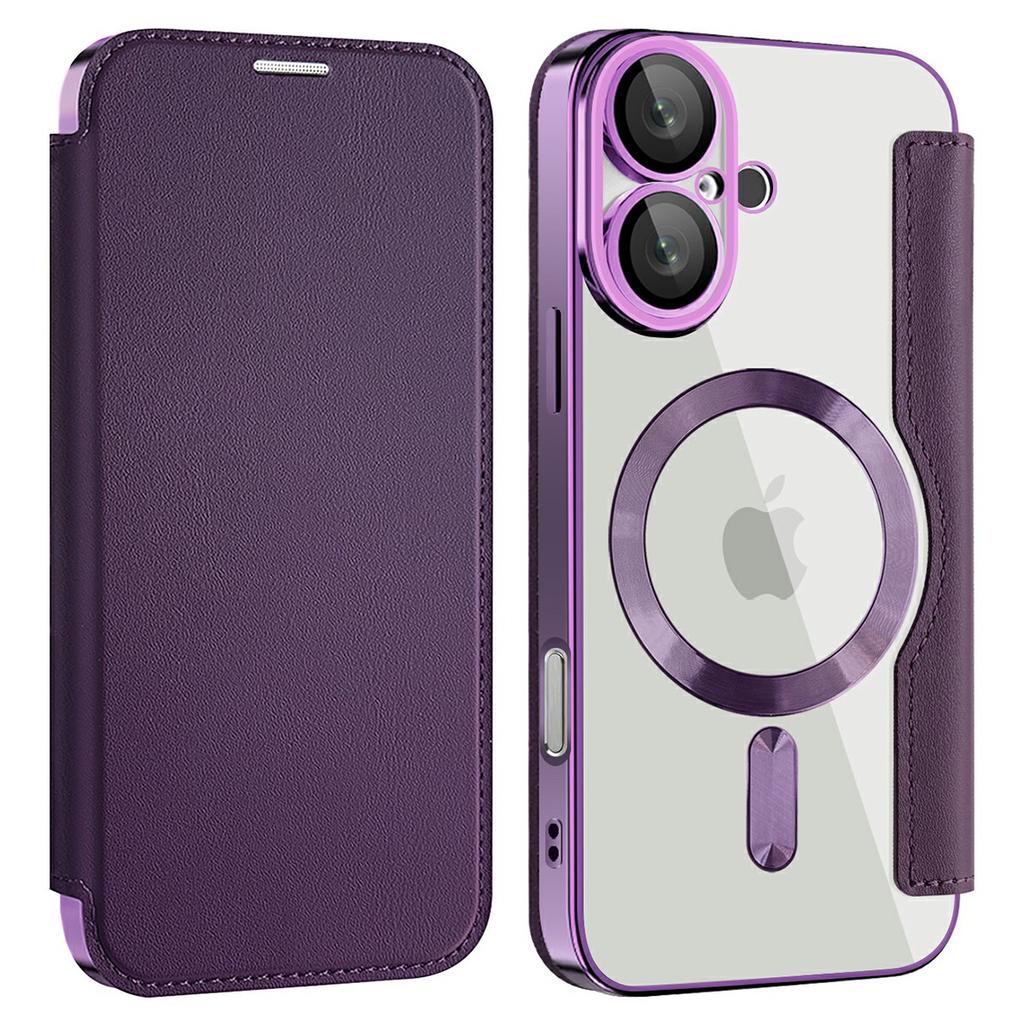 For iPhone 16 Plus Case Compatible with MagSafe RFID Blocking Card Holder Leather Phone Cover