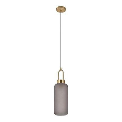 Cylindrical Pendant Lamp In Matt Smoked Glass Ø13 Cm and 150 Cm of Fabric Cord