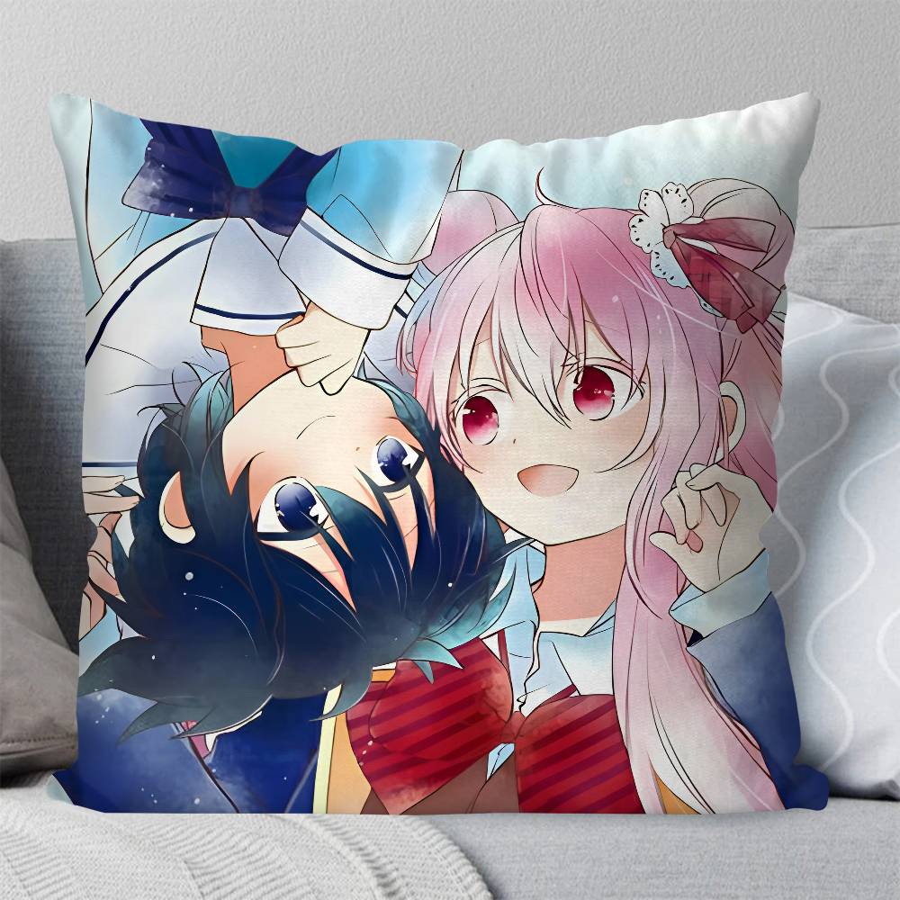 Anime Happy Sugar Life Pillow Case Square Pillow Bedroom Sofa Leisure Comfort Cushion Car Living Room Home Decoration