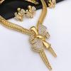 Italy 18k Gold Plated Women Zircon Set Classic Design Bowknot Necklace Earring Bracelet And Ring 4PCS Set Zircon Wedding Party