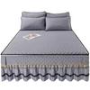 Seaweed Cotton Quilted Bed Skirt One-Piece Thickened Warm Removable Lace Bedspread Brushed Mattress Cover Three-Piece Set