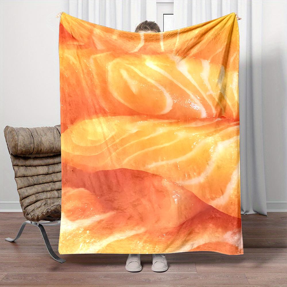

Delicious salmon pattern Flannel printed blanket suitable for all seasons suitable for living room office sofa and travel 75x100cm