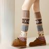 Wool Leg Warmer Socks Twisted Pattern Autumn Winter Deer Snowflake Slouchy Calf Knitted Warm Knee Protector Over-the-knee Socks
