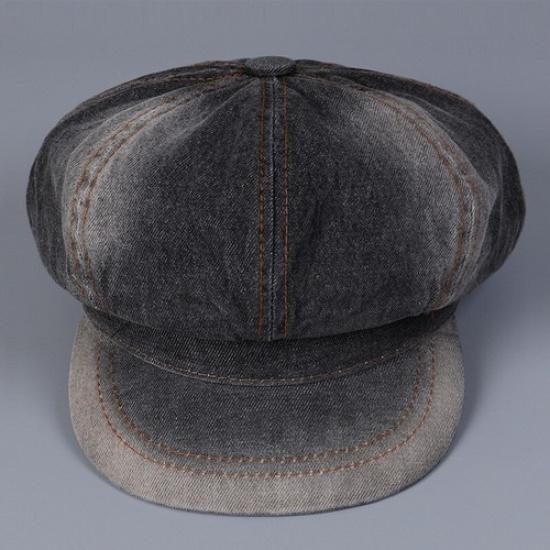 Lady Denim Newsboy Hat Casual Retro Style Adjustable Paperboy Painter Beret Cap