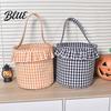 Versatile Household Storage Candy Bucket Plaid Trick Ruffle Halloween Basket or Treat with Handle Pumpkin Ghost Pattern Totes for