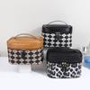 Personalized Classic Makeup Bag with Retro Leopard Print Large Capacity Portable Toiletries Bag Waterproof PU Storage Bag