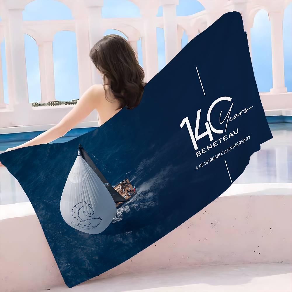 

B-BENETEAUS Logo Beach Towel Colorful Bath Towels for Girl Microfiber Quick Dry Sand Free Beach Yoga Spa Gym Pool W30*H60(CM)