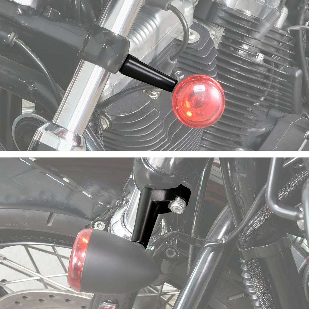 Front Turn Signal Mounts Relocation Kit for Sportsters (2PCS) | Black Turn Signal Indicator Relocation for Harley Dyna FXR Accessories, with Mount