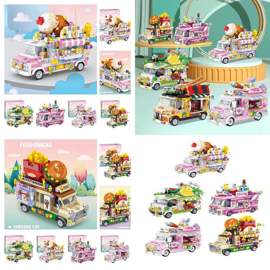 Diy Creative Mini Puzzle Building Toy Sweet Dessert Burger Car With 638 Abs Plastic Grains