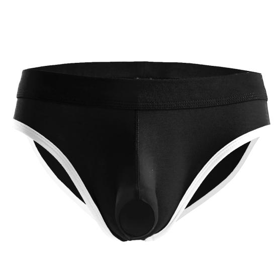 Sexy Men Elephant Nose Open Penis Pouch Briefs Mid Rise Breathable Underwear