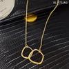 Real Gold Plated Interlocking Mesh Chain Necklace - Women's Stylish Collarbone Chain with Niche Design and Cool Style.