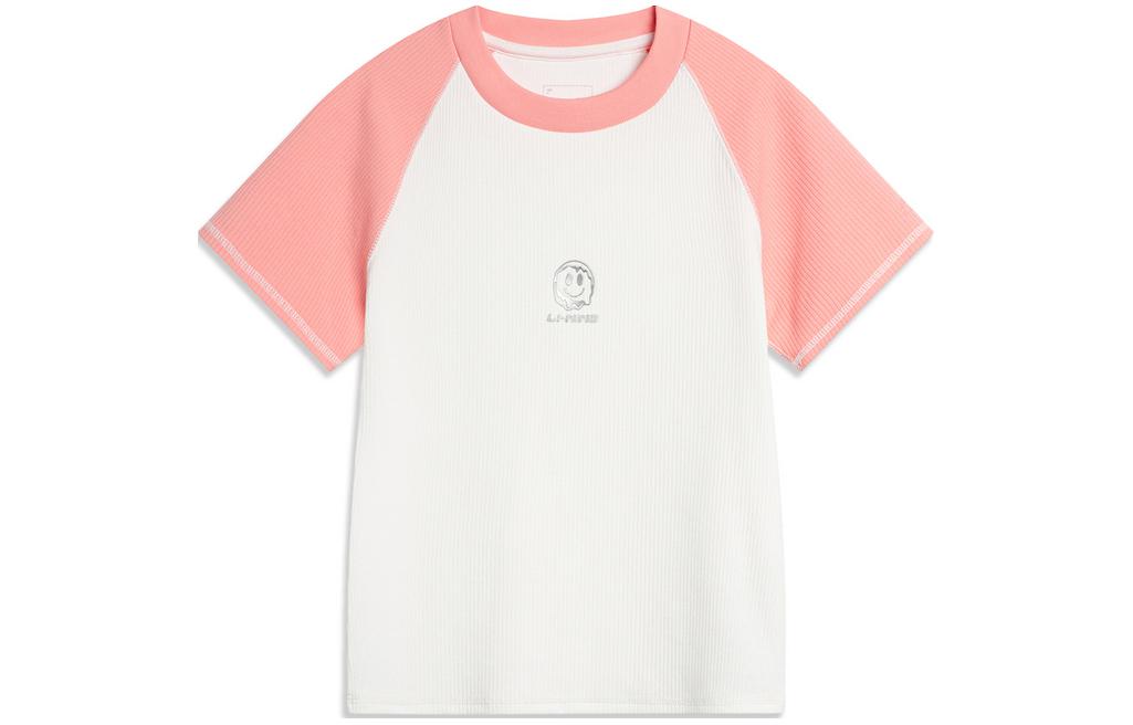Li Ning Sports Life Collection Raglan Sleeve T Shirt Women s Ivory Camellia Pink AHSU342-2 L