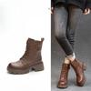 Scarpe Autunnali Stivali da Donna a Metà Polpaccio con Suola Spessa e Punta Rotonda con Tacco Chunky Retro e Versatili