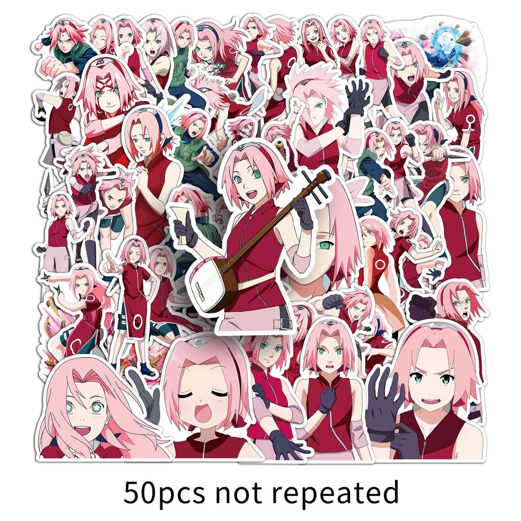 50 Pictures of Haruno Sakura Graffiti Stickers Personalized Cartoon Japanese Comic Decoration Mobile Suitcase Stickers