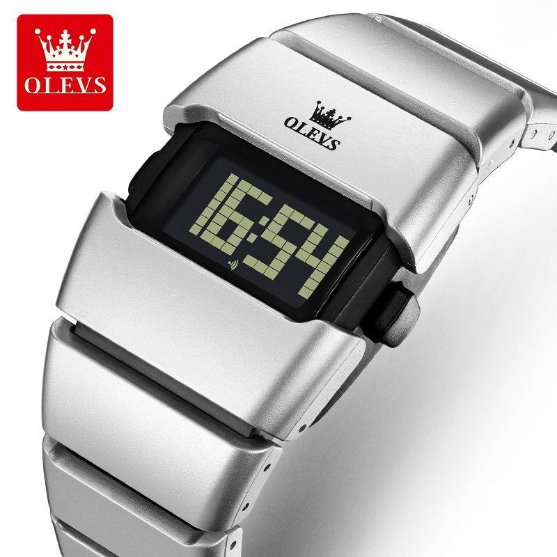 Fashionable Trendy Men's Stopwatch Luminous Digital Quartz Watches Personalized Distinctive Wine Barrel Shaped Intelligent Electronic Digital Watch