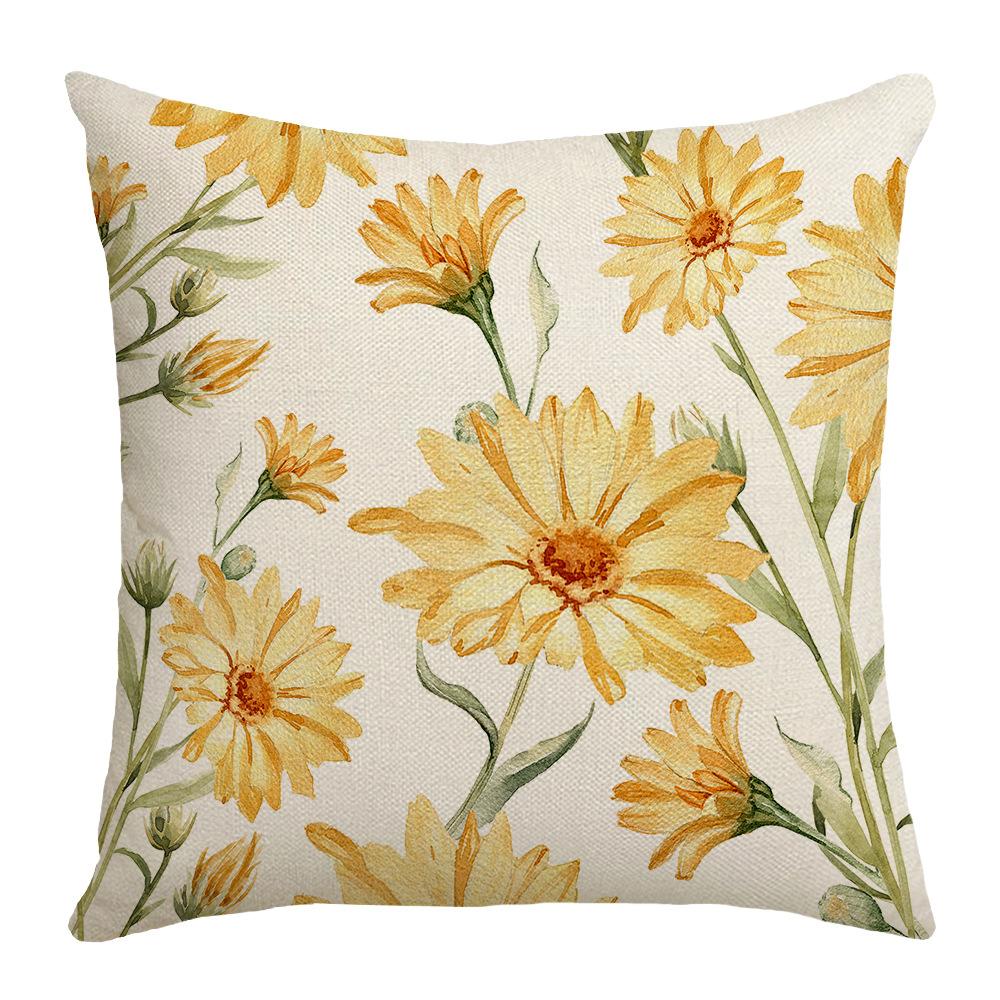 Plant Flower Letter Print Pillow Sofa Cushion Cover Car Waist Protector Bedside Cushion Cover Cartoon Nordic Pillow Cover