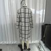 Popular European and American Spring and Autumn Knitted Long-sleeved Stand-up Collar Dress One-row Button Plaid Shirt Skirt