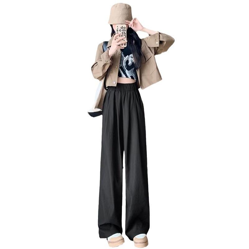 Summer New Lazy Drape Pleated Casual Design Straight Pants