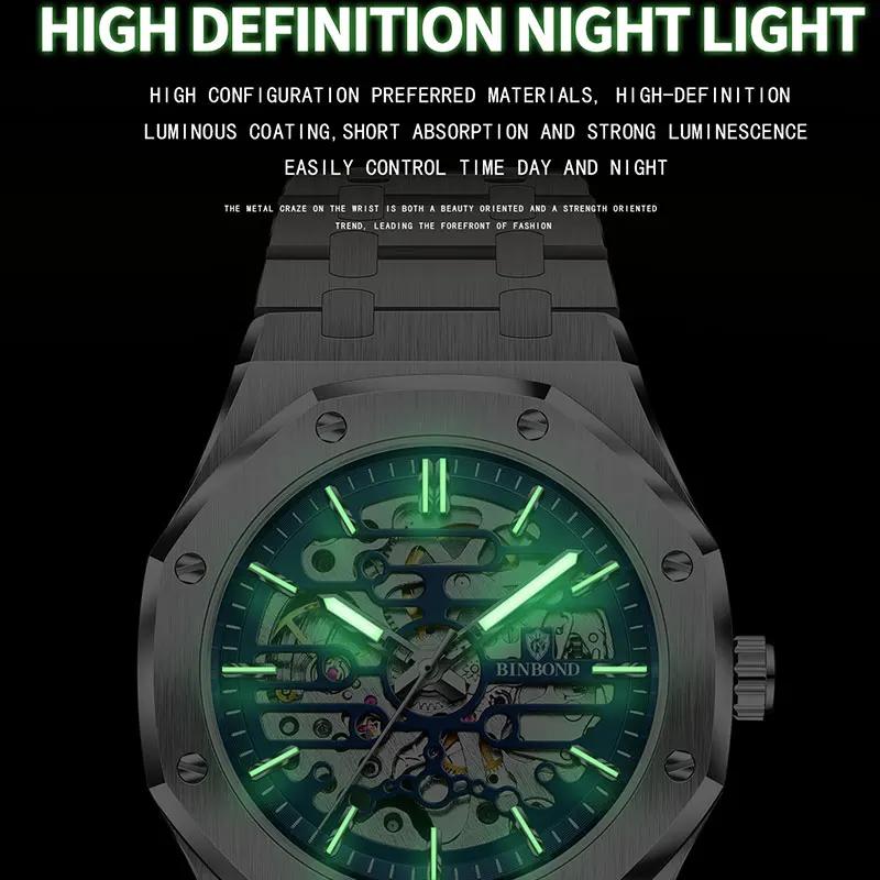 Orologi Sportivi da Uomo alla Moda Acciaio Inossidabile Automatici Meccanici da Polso Orologi Scheletro Maschili da Business Reloj Hombre