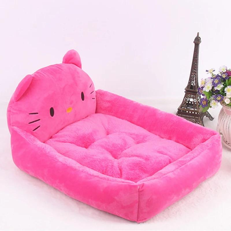 

Cute Cartoon Pet Beds for Small Medium Dogs Winter Warm Puppy Cat Sofa Bed Washable Chihuahua Bulldog Kennel Mascotas Supplies S красный