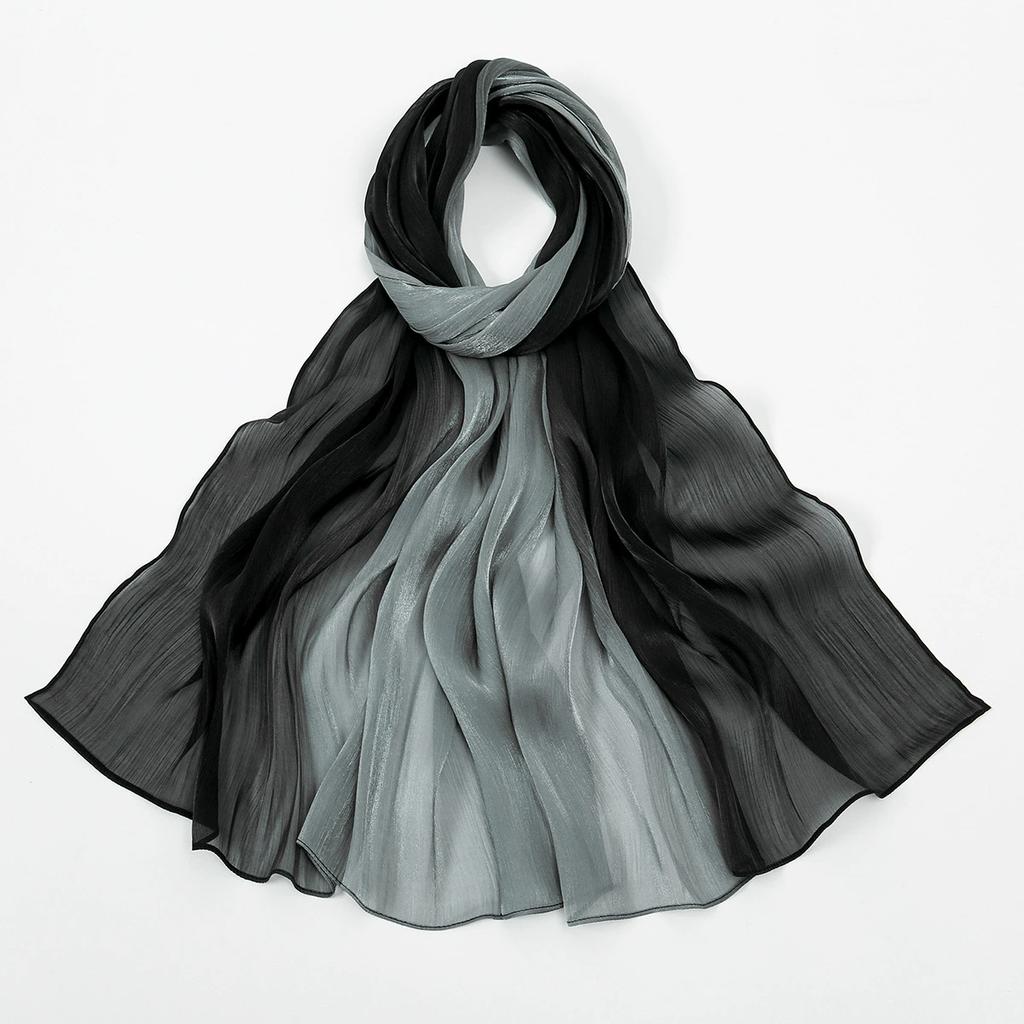 Gradient Wrinkled Satin Silk Hijab Scarf Solid Shawl Women Muslim Hijab Premium Yarn Scarf Islam Turban Ramadan