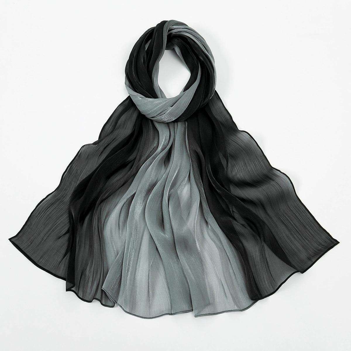 Градиентный Мятый Атласный Шелковый Хиджаб Шарф Однотонный Платок Женский Мусульманский Хиджаб Шарф из Премиальной Пряжи Ислам Тюрбан Рамадан 70X180CM