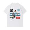 Men's 100% Cotton Crew Neck Short Sleeve T-Shirt, Argentina Soccer No.10 Lionel Messi Print Casual Sport Tee for Fans Daily Wear
