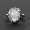 Elegant Simple Oval Moonstone Rings For Women Silver Plated Fine Jewelry Anniversary Engagement Gift
