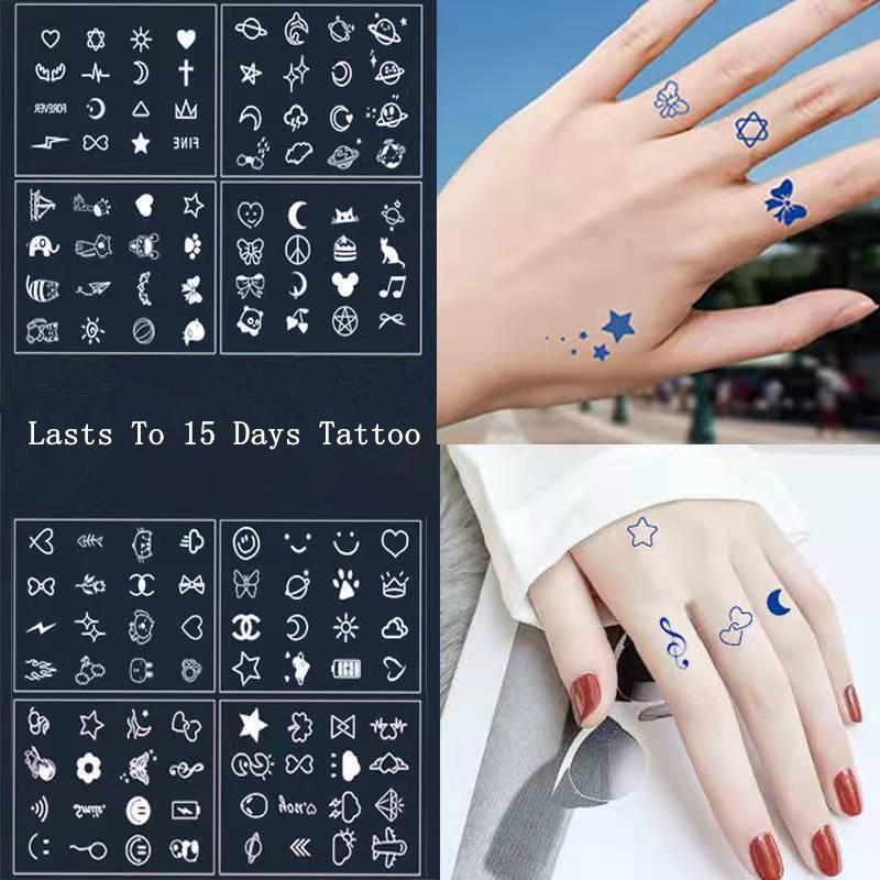 6pcs Lasts To 15 Days Tattoo Sticker Body Art Magic Fake Tattoo Simple Love Butterfly English Letter Waterproof Long Lasting Temporary Finger Tatoo