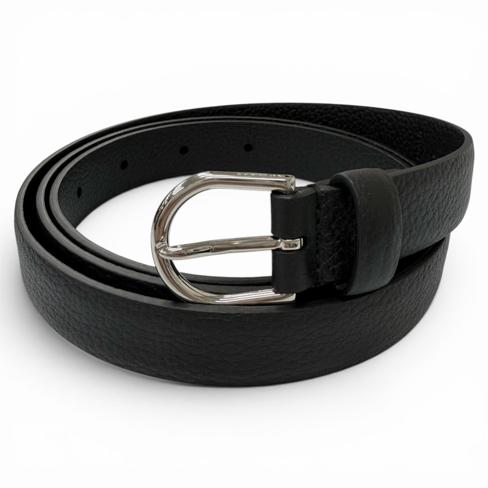 Pristine Dunhill belt Silver pin buckle black leather mens CO0917 Used